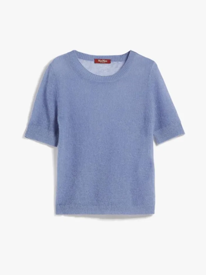 Woman Mohair Gauze Sweater Light Blue Maxmara Knitwear And Sweatshirts Woman Mohair Gauze Sweater Light Blue Maxmara Knitwear And Sweatshirts