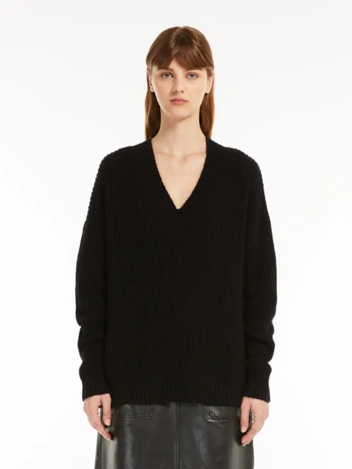 Woman Mohair Yarn Sweater Black Maxmara Knitwear And Sweatshirts