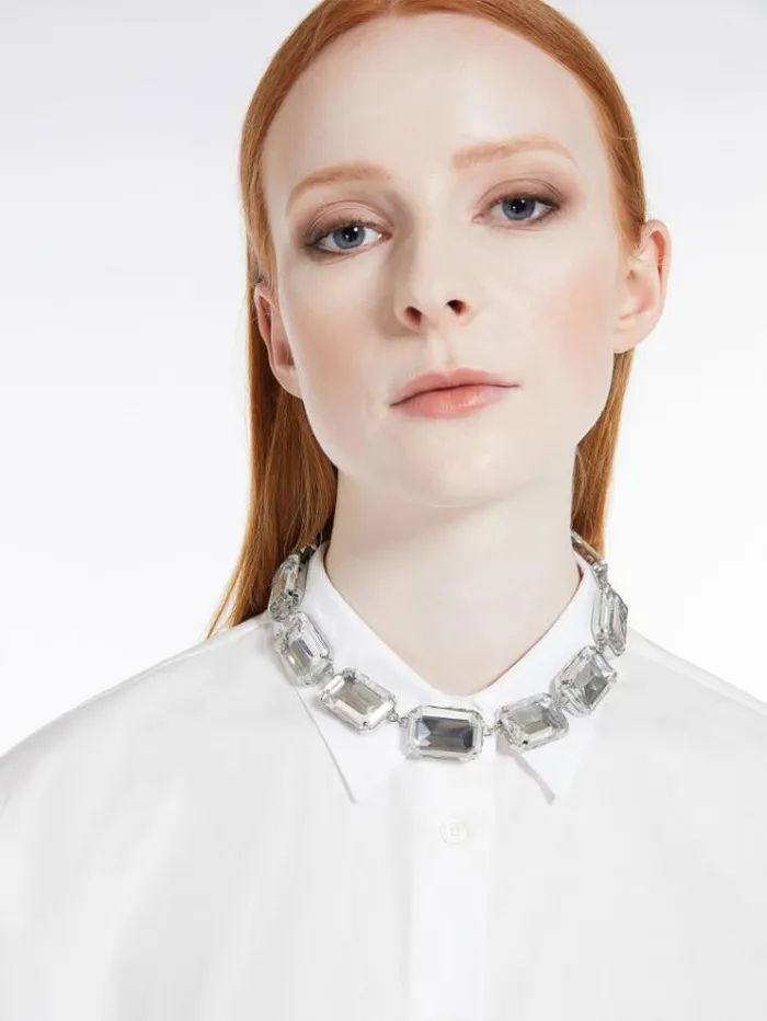 Woman Necklace With Bezels Optical White Maxmara Jewelry Woman Necklace With Bezels Optical White Maxmara Jewelry