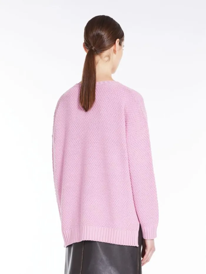 Woman Oversized Cotton Blend Top Pink Maxmara Knitwear And Sweatshirts Woman Oversized Cotton Blend Top Pink Maxmara Knitwear And Sweatshirts