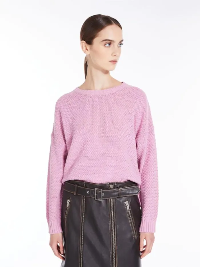 Woman Oversized Cotton Blend Top Pink Maxmara Knitwear And Sweatshirts Woman Oversized Cotton Blend Top Pink Maxmara Knitwear And Sweatshirts