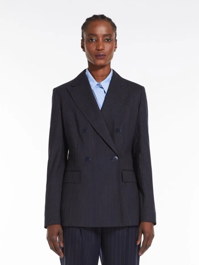 Woman Pinstripe Woolblend Blazer Navy Maxmara Suit