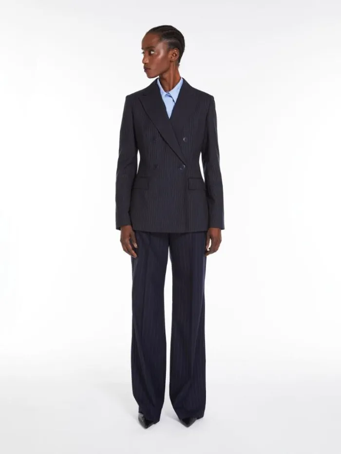 Woman Pinstripe Woolblend Blazer Navy Maxmara Suit Woman Pinstripe Woolblend Blazer Navy Maxmara Suit