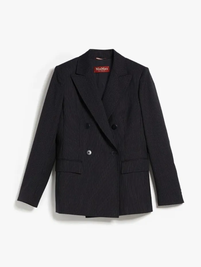 Woman Pinstripe Woolblend Blazer Navy Maxmara Suit Woman Pinstripe Woolblend Blazer Navy Maxmara Suit