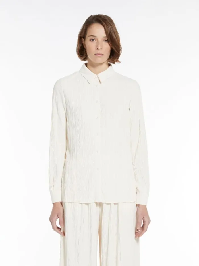 Woman Pleated Jersey Shirt Ivory Maxmara Tshirts