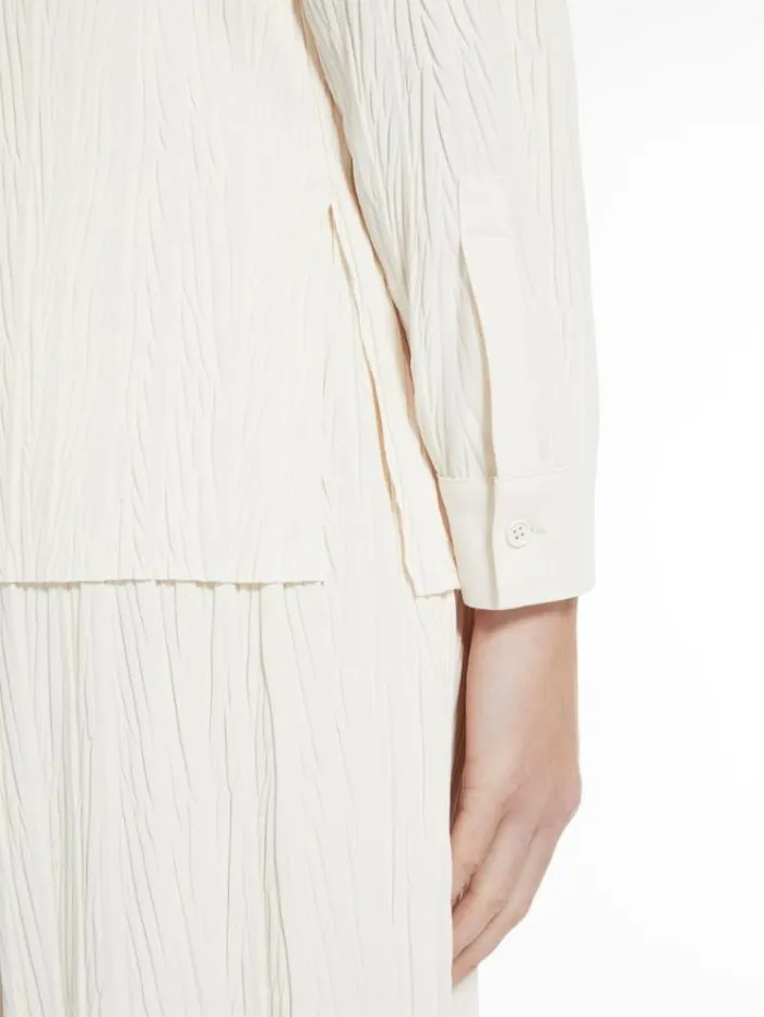 Woman Pleated Jersey Shirt Ivory Maxmara Tshirts