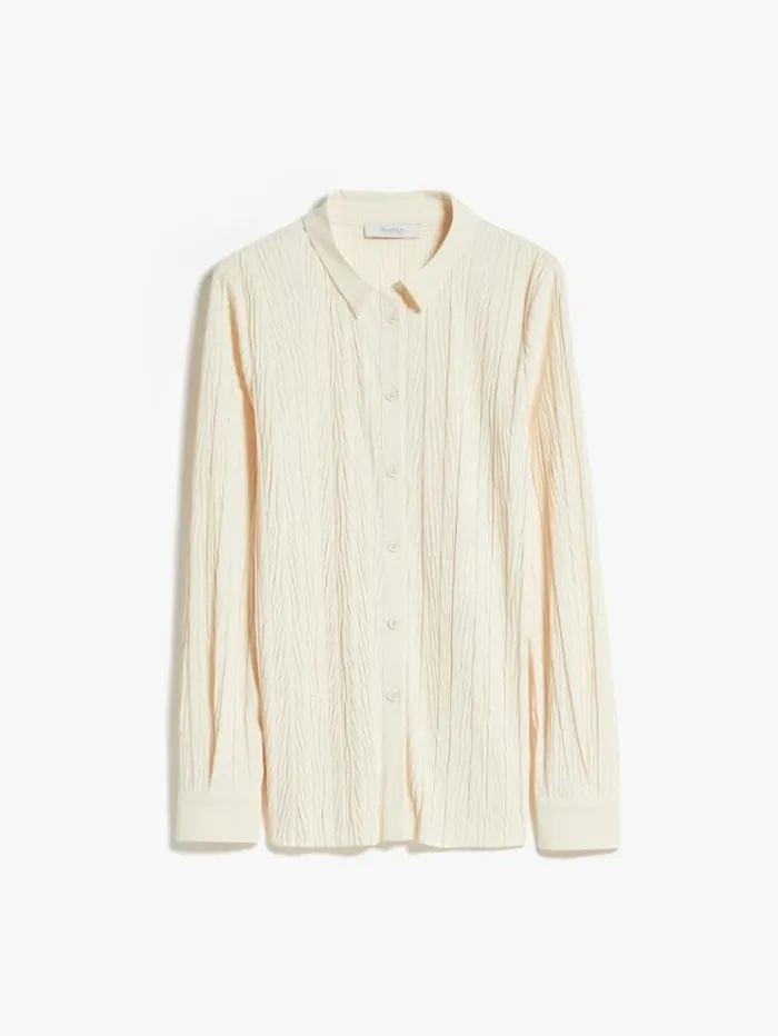 Woman Pleated Jersey Shirt Ivory Maxmara Tshirts