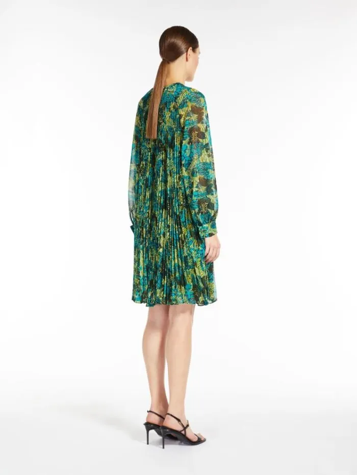 Woman Printed Pleated Georgette Dress Lemon Maxmara Dresses Woman Printed Pleated Georgette Dress Lemon Maxmara Dresses