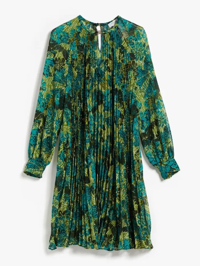 Woman Printed Pleated Georgette Dress Lemon Maxmara Dresses Woman Printed Pleated Georgette Dress Lemon Maxmara Dresses