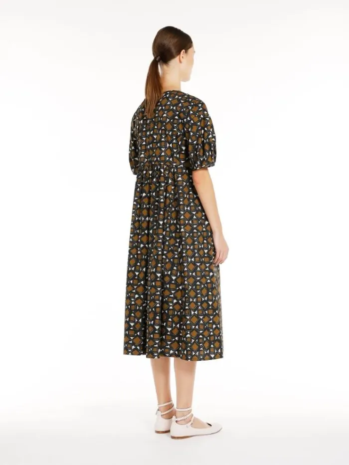 Woman Printed Poplin Dress Ochre Maxmara Dresses