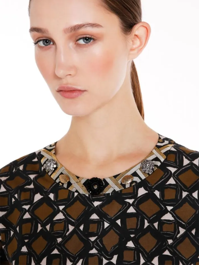 Woman Printed Poplin Dress Ochre Maxmara Dresses