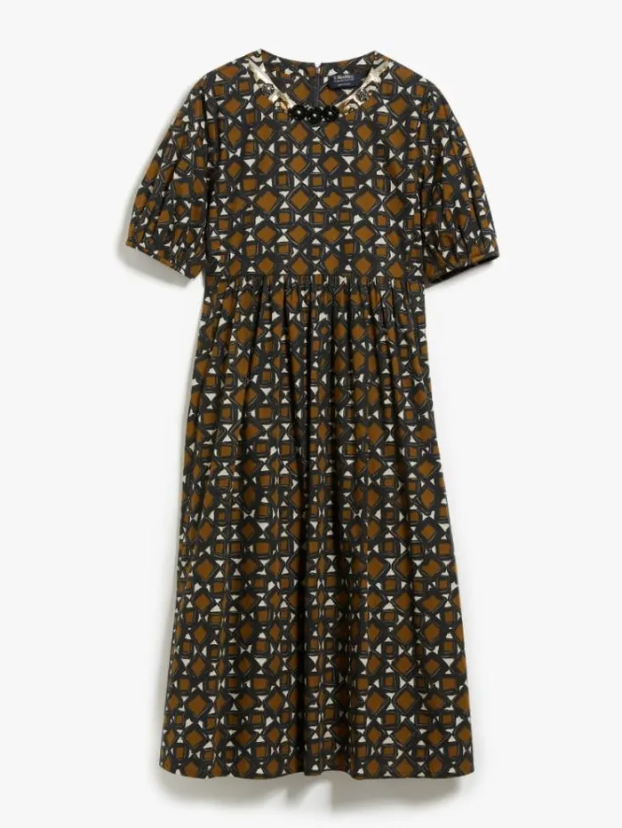 Woman Printed Poplin Dress Ochre Maxmara Dresses