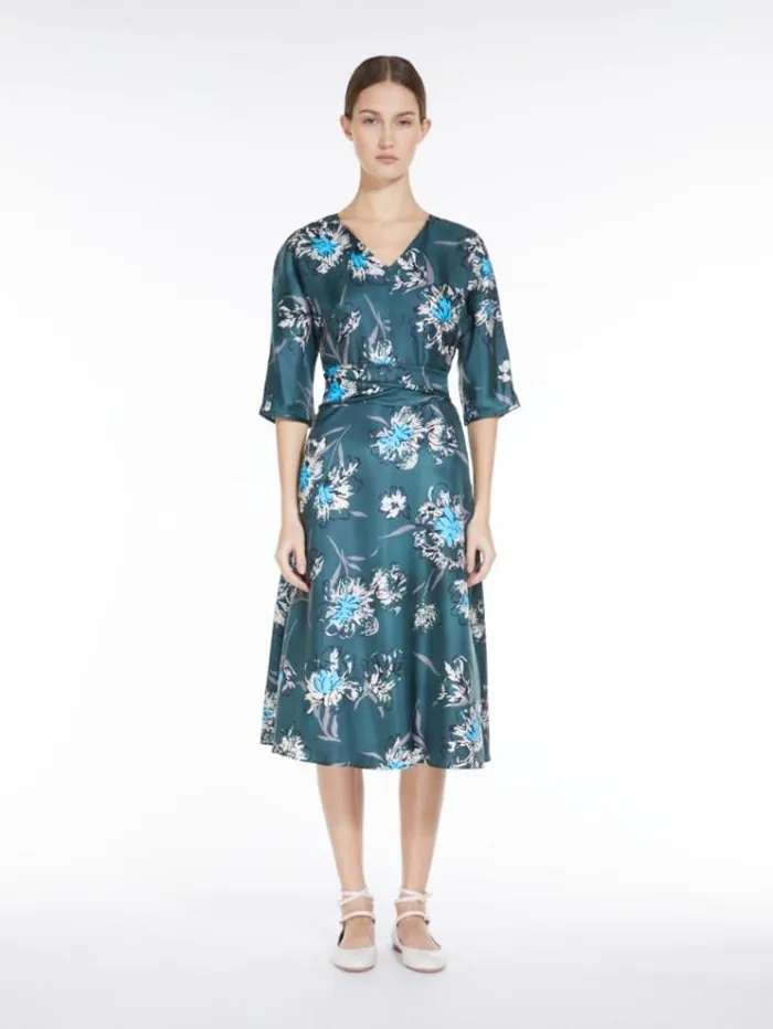 Woman Printed Silk Dress Pastel Green Maxmara Dresses