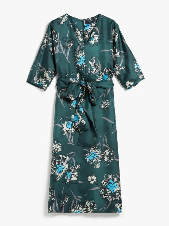 Woman Printed Silk Dress Pastel Green Maxmara Dresses Woman Printed Silk Dress Pastel Green Maxmara Dresses