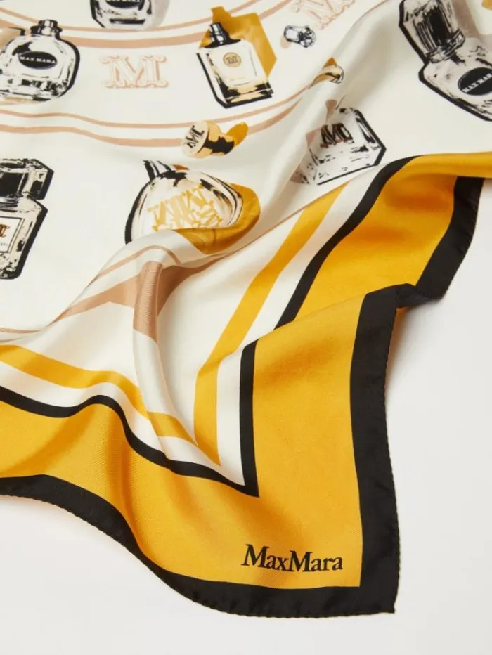 Woman Printed Silk Foulard Ivory Maxmara Scarves And Foulards Woman Printed Silk Foulard Ivory Maxmara Scarves And Foulards