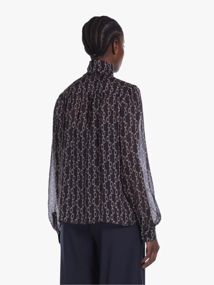 Woman Printed Silk Foulard Shirt Navy Maxmara Shirts And Tops Woman Printed Silk Foulard Shirt Navy Maxmara Shirts And Tops