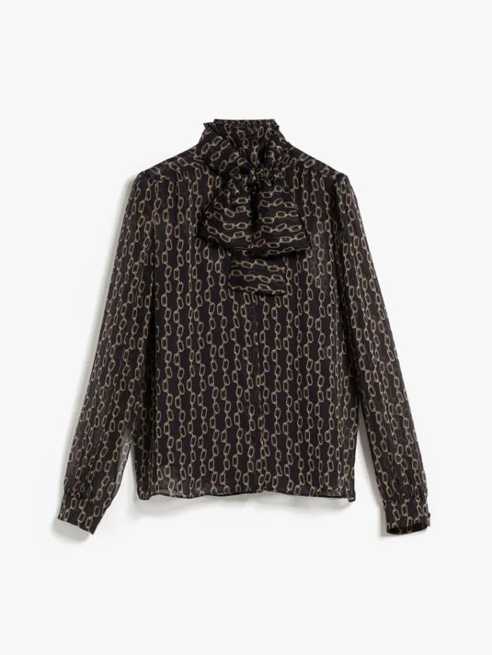 Woman Printed Silk Foulard Shirt Navy Maxmara Shirts And Tops Woman Printed Silk Foulard Shirt Navy Maxmara Shirts And Tops