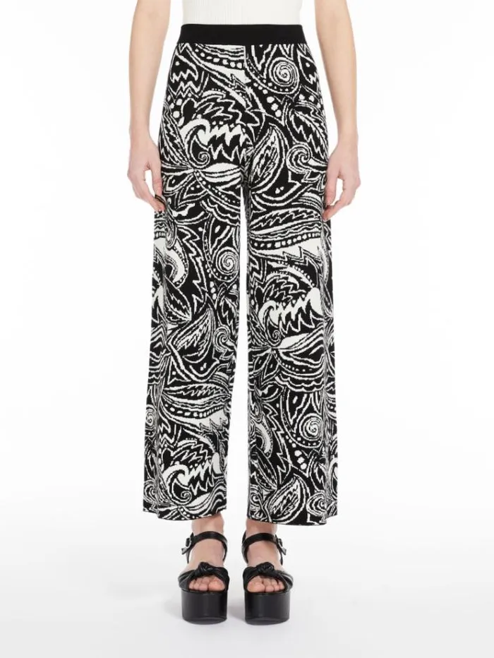 Woman Relaxedfit Trousers In Jacquard Yarn Ivory Maxmara Trousers