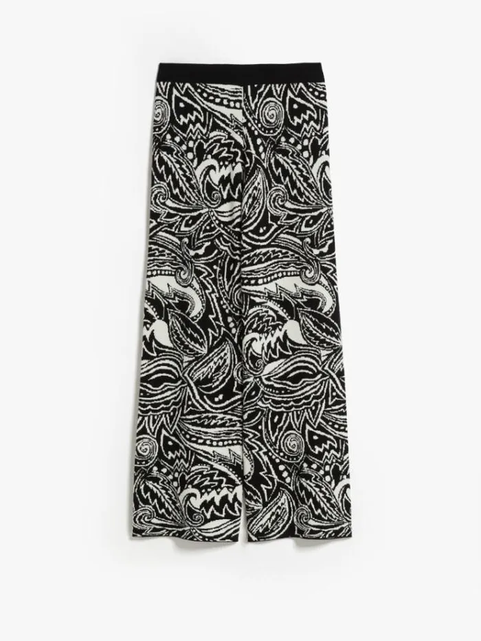 Woman Relaxedfit Trousers In Jacquard Yarn Ivory Maxmara Trousers Woman Relaxedfit Trousers In Jacquard Yarn Ivory Maxmara Trousers