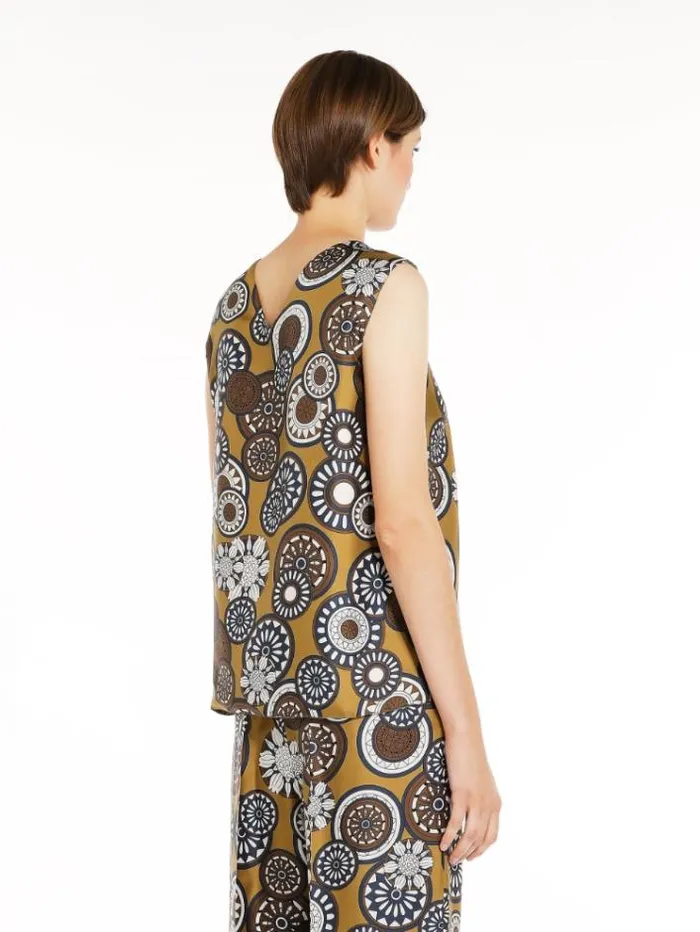 Woman Reversible Printed Silk Top Ochre Maxmara Shirts And Tops Woman Reversible Printed Silk Top Ochre Maxmara Shirts And Tops