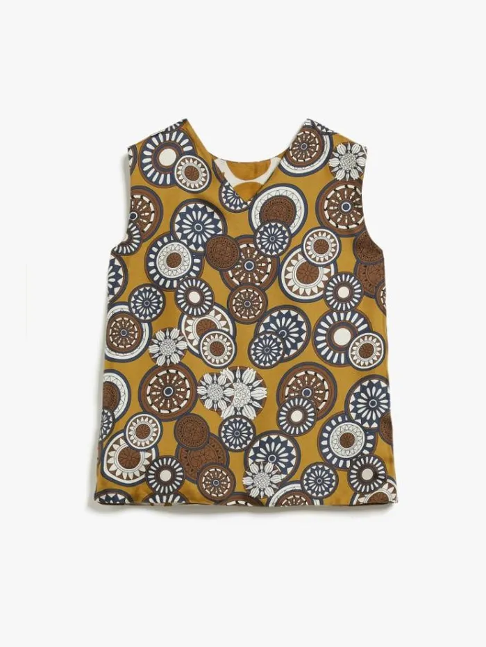 Woman Reversible Printed Silk Top Ochre Maxmara Shirts And Tops Woman Reversible Printed Silk Top Ochre Maxmara Shirts And Tops