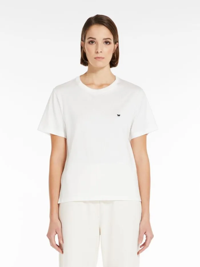 Woman Roundneck Jersey Tshirt White Maxmara Tshirts