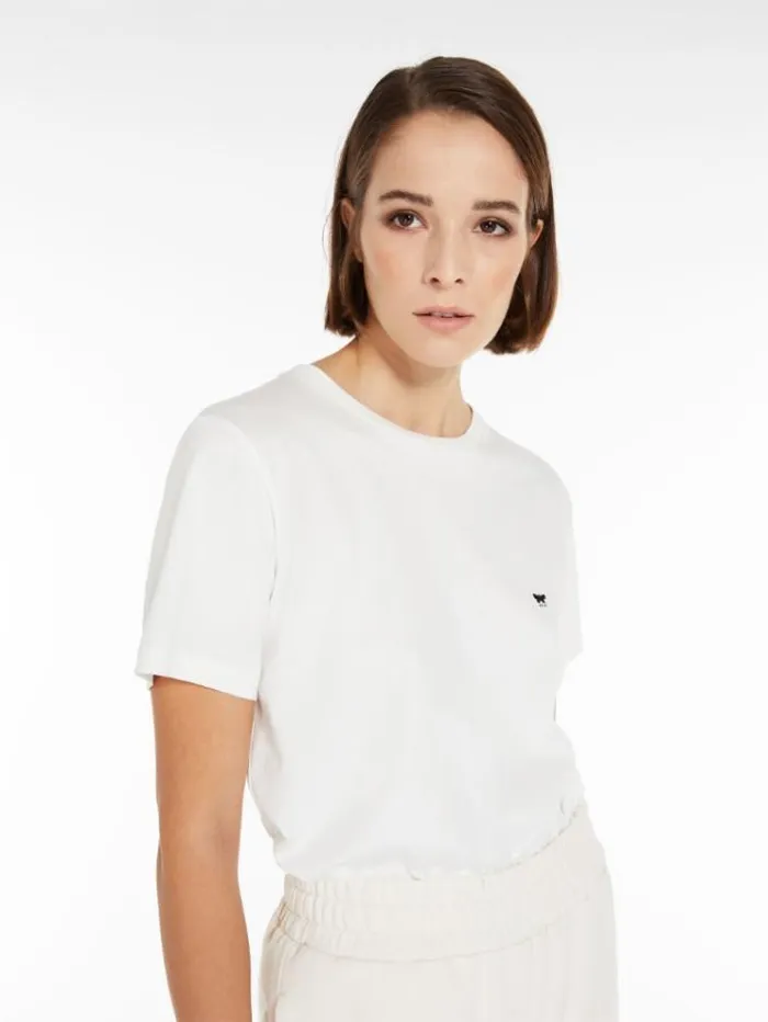 Woman Roundneck Jersey Tshirt White Maxmara Tshirts Woman Roundneck Jersey Tshirt White Maxmara Tshirts