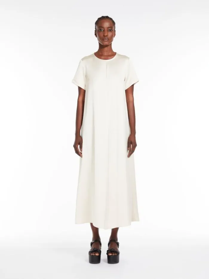 Woman Satin Tshirt Dress Ivory Maxmara Dresses