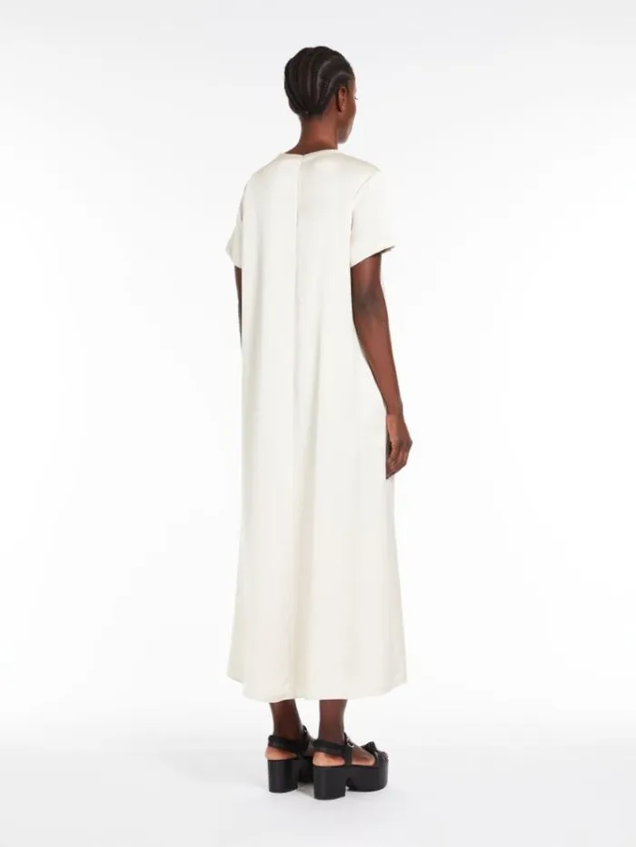 Woman Satin Tshirt Dress Ivory Maxmara Dresses Woman Satin Tshirt Dress Ivory Maxmara Dresses