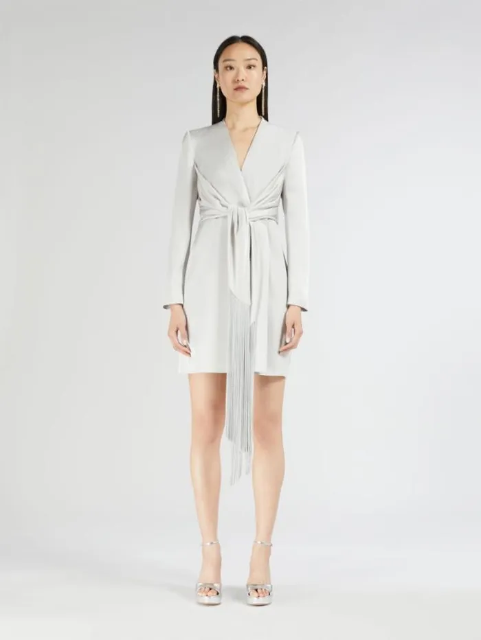 Woman Satin Wrap Dress Silver Maxmara Dresses