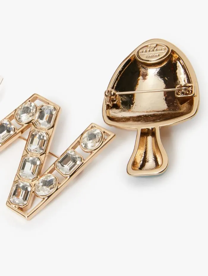 Woman Set Of 2 Metal Brooches White Maxmara Jewelry