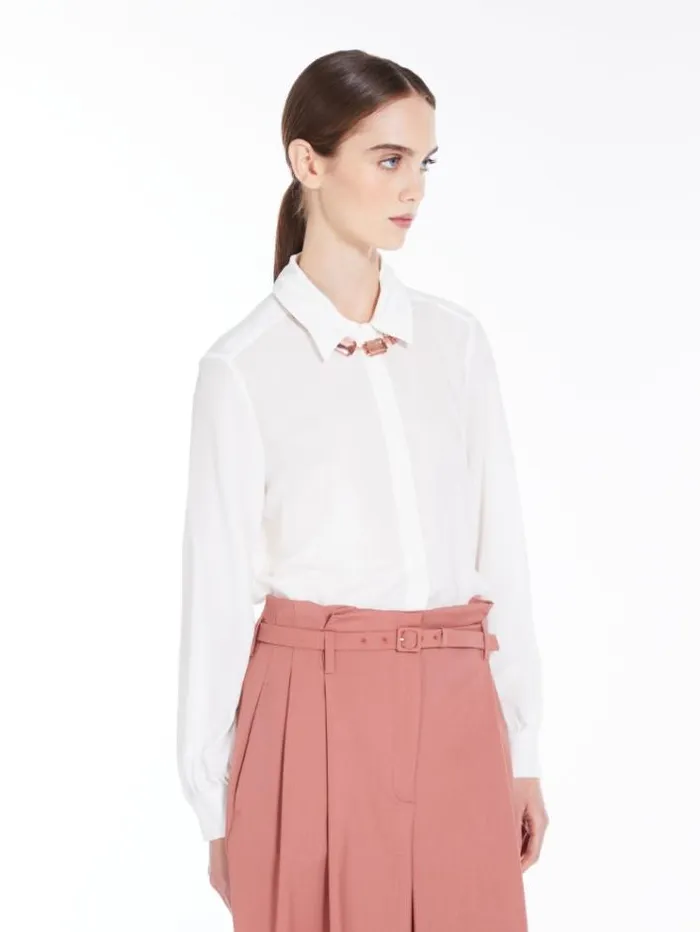 Woman Shirt In Washed Silk Ivory Maxmara Shirts And Tops Woman Shirt In Washed Silk Ivory Maxmara Shirts And Tops