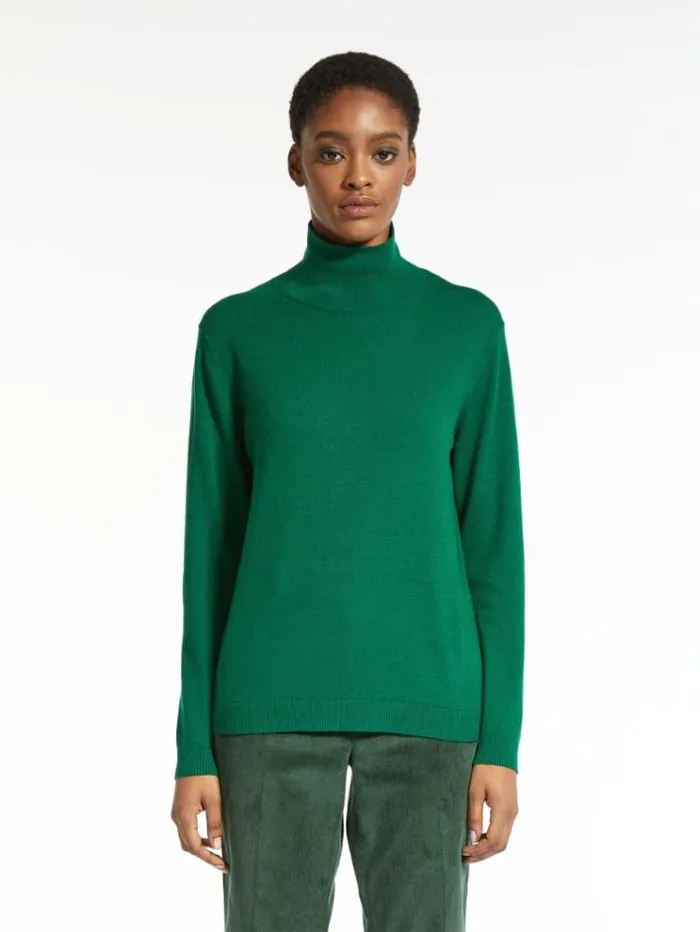 Woman Silk And Wool Yarn Sweater Green Maxmara Knitwear And Sweatshirts