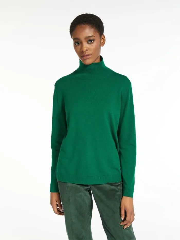 Woman Silk And Wool Yarn Sweater Green Maxmara Knitwear And Sweatshirts Woman Silk And Wool Yarn Sweater Green Maxmara Knitwear And Sweatshirts
