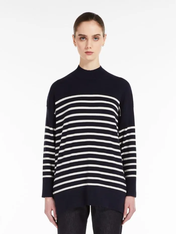 Woman Silk And Wool Yarn Sweater Ultramarine Maxmara Knitwear And Sweatshirts