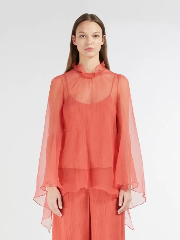 Woman Silk Crepon Blouse Geranium Maxmara Shirts And Tops