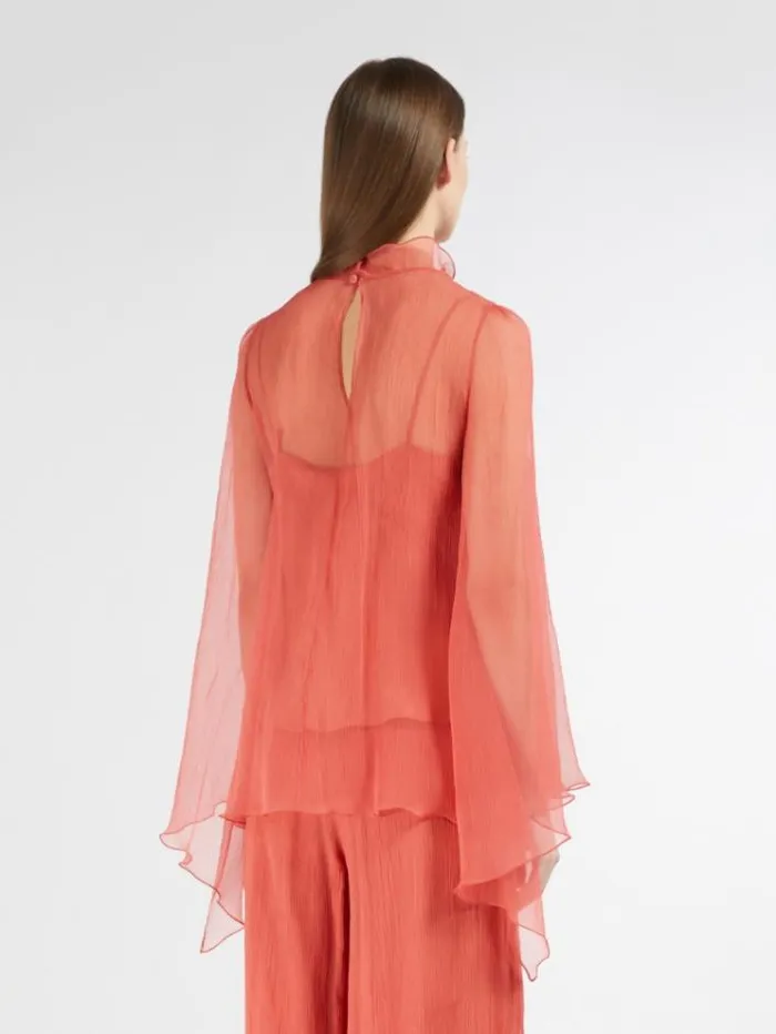 Woman Silk Crepon Blouse Geranium Maxmara Shirts And Tops Woman Silk Crepon Blouse Geranium Maxmara Shirts And Tops