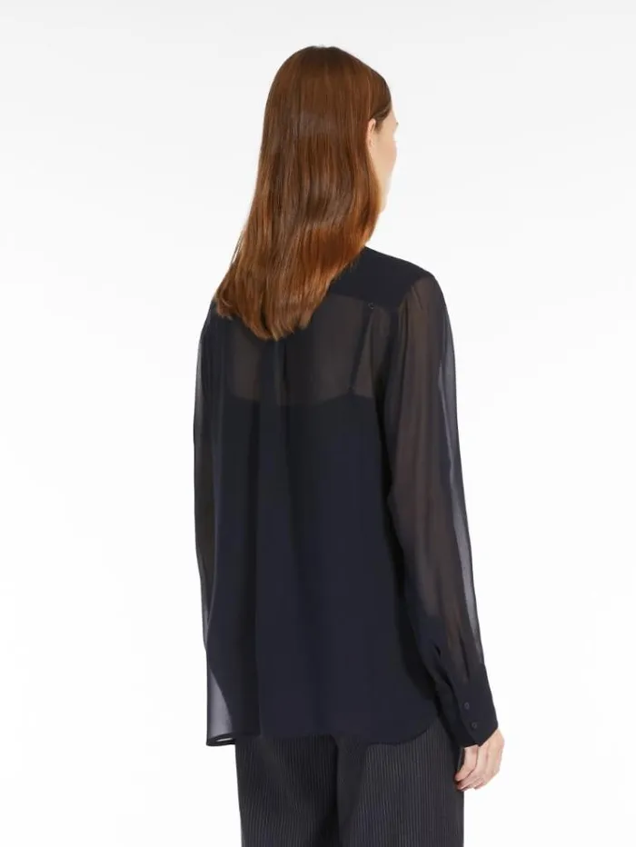 Woman Silk Georgette Shirt Navy Maxmara Shirts And Tops Woman Silk Georgette Shirt Navy Maxmara Shirts And Tops