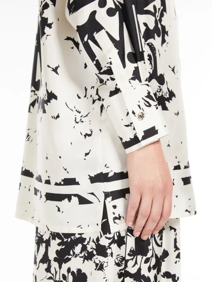 Woman Silk Twill Shirt White Black Maxmara Shirts And Tops Woman Silk Twill Shirt White Black Maxmara Shirts And Tops
