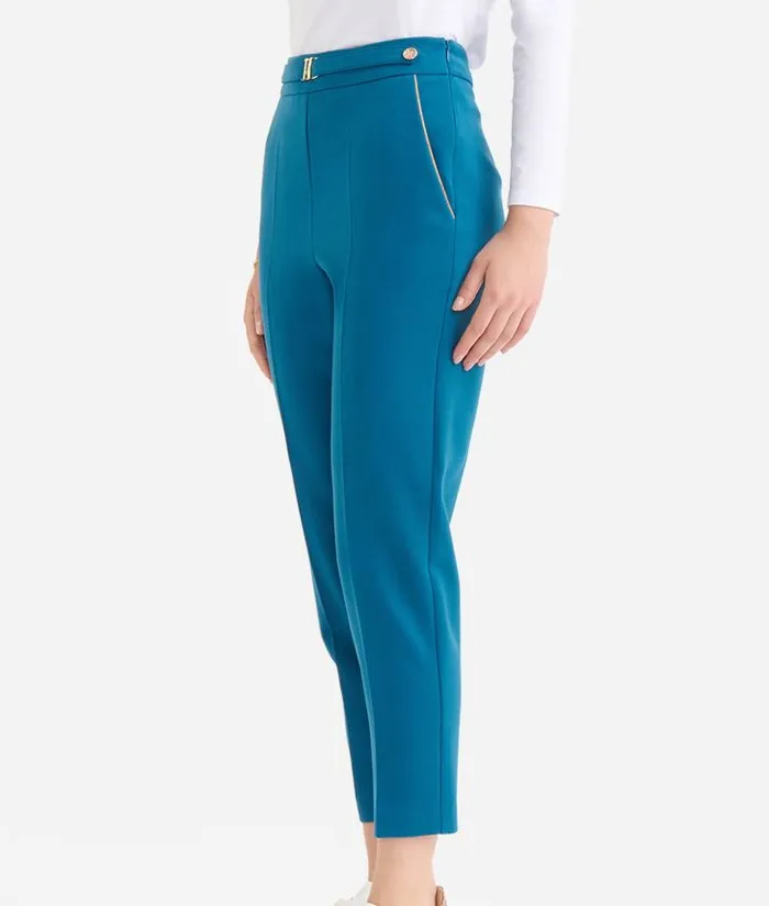 Woman Skirts and Trousers Alviero Martini Stretch Fabric Trousers With 1c Accessory Prussian Blue