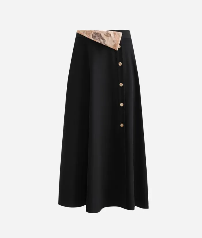 Woman Skirts and Trousers Alviero Martini Winter Cady Skirt With Jewel Buttons Black