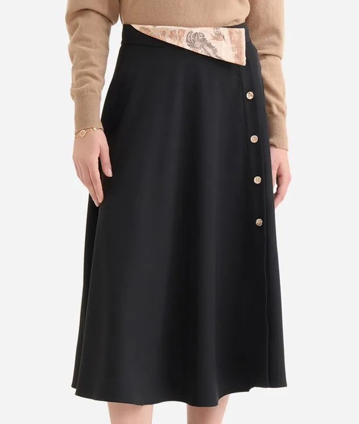 Woman Skirts and Trousers Alviero Martini Winter Cady Skirt With Jewel Buttons Black