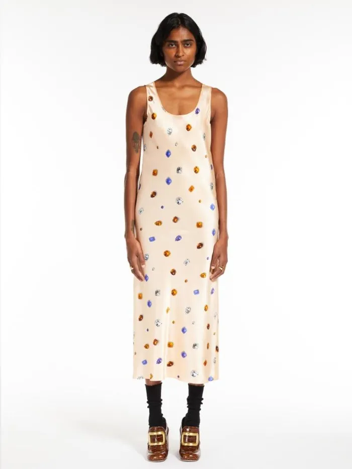 Woman Sleeveless Printed Silk Dress Antique Rose Maxmara Dresses