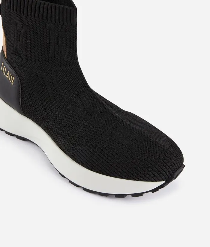 Woman Sneakers Alviero Martini Sock Running Shoes With Monogram 1c Pattern Black