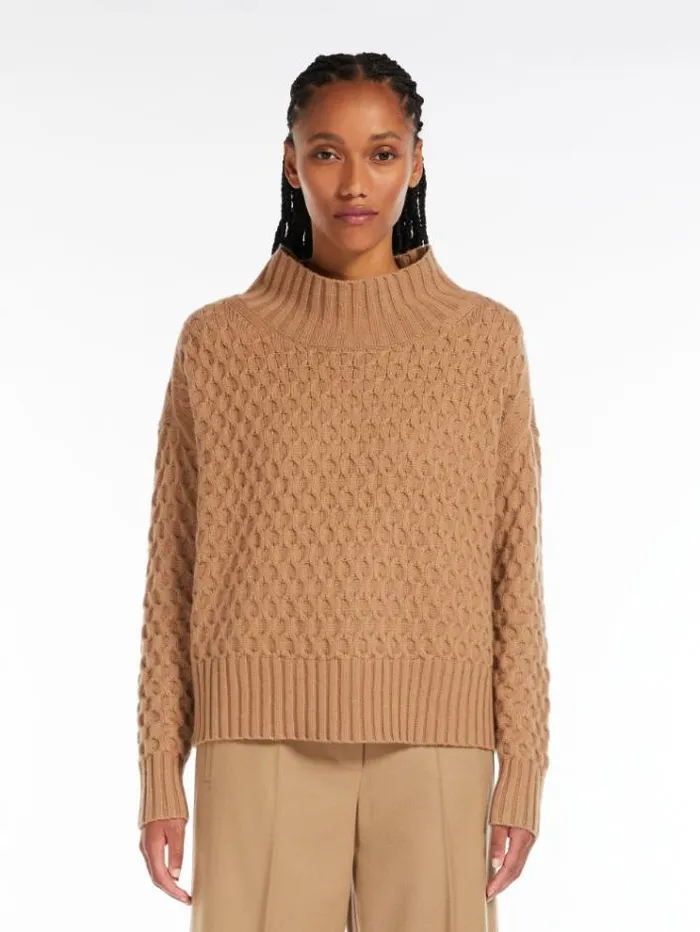 Woman Soft Wool And Cashmere Jumper Camel Maxmara Knitwear And Sweatshirts