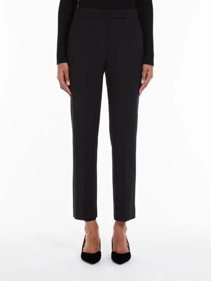 Woman Straight Wool Trousers Black Maxmara Trousers