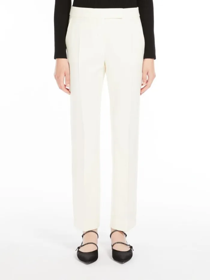 Woman Straight Wool Trousers White Maxmara Trousers