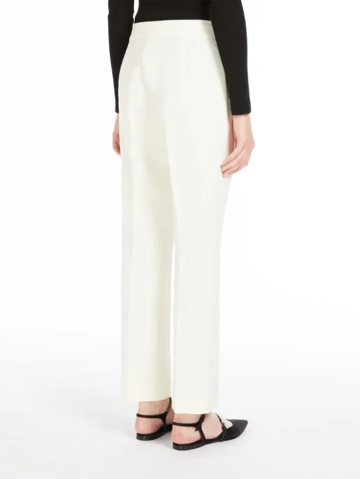 Woman Straight Wool Trousers White Maxmara Trousers Woman Straight Wool Trousers White Maxmara Trousers