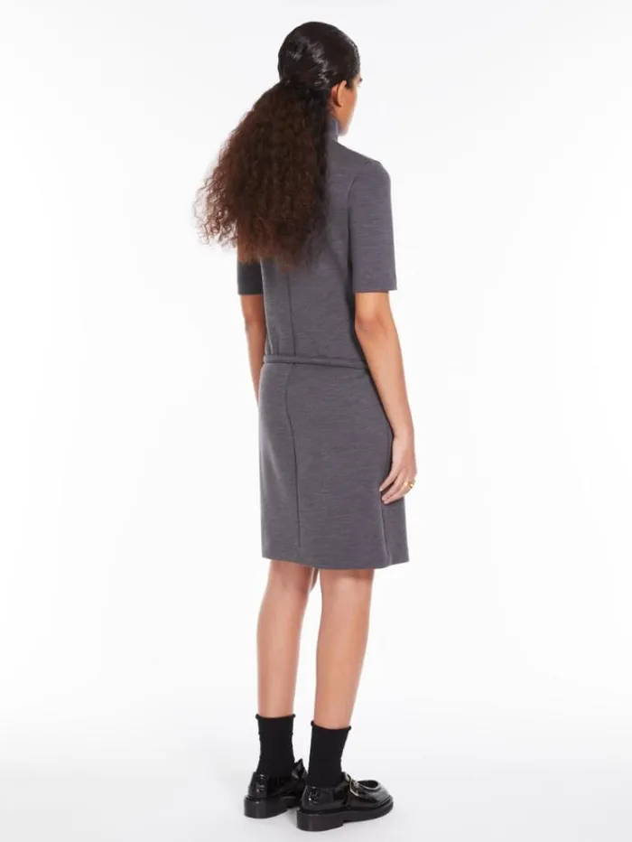 Woman Stretch Wool Jersey Dress Dark Grey Maxmara Dresses Woman Stretch Wool Jersey Dress Dark Grey Maxmara Dresses