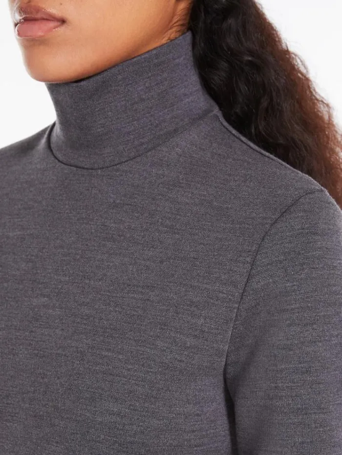 Woman Stretch Wool Jersey Dress Dark Grey Maxmara Dresses Woman Stretch Wool Jersey Dress Dark Grey Maxmara Dresses